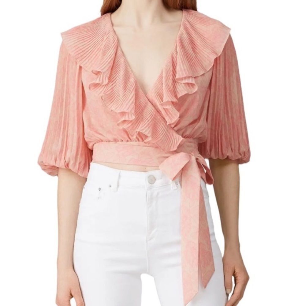 AMUR Naya Lemon Peach Rose Lace Top Size S